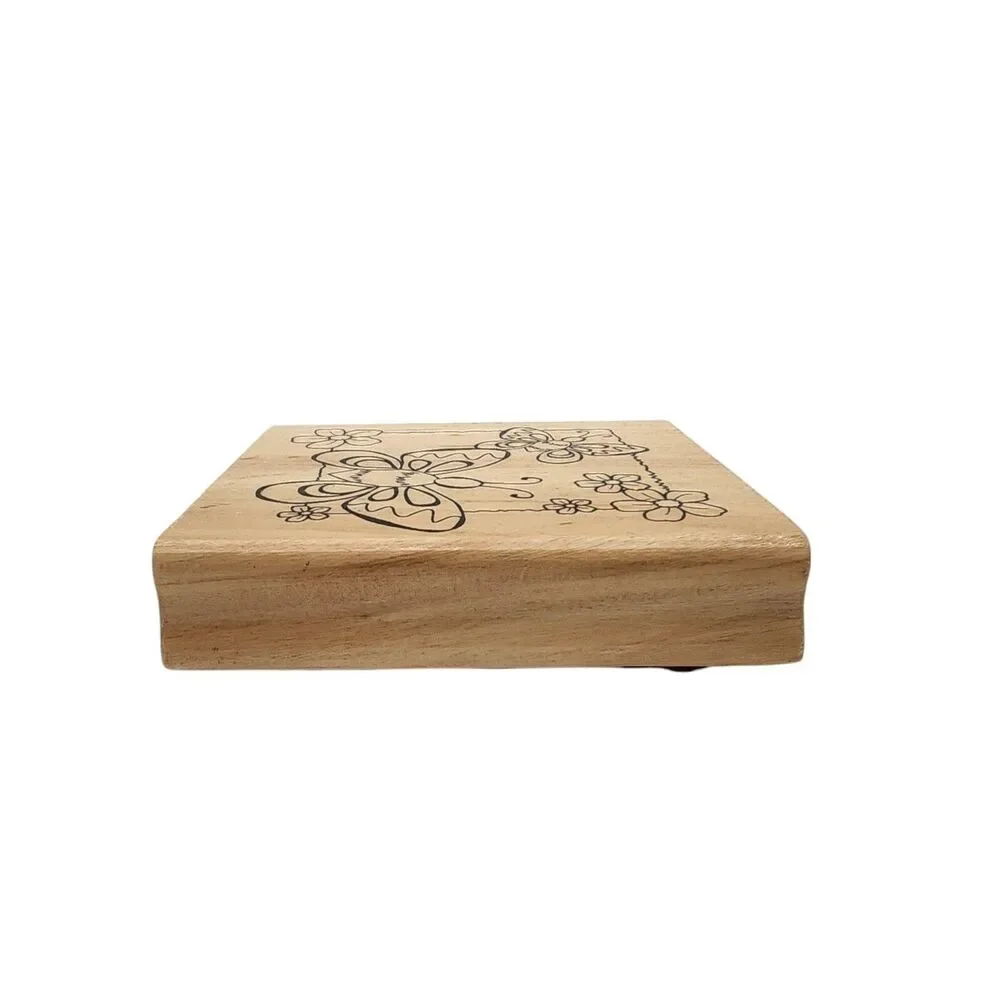 Anita's 2002 Sugarloaf Butterfly Flowers Wood Mounted Rubber Stamp Craft 3x3